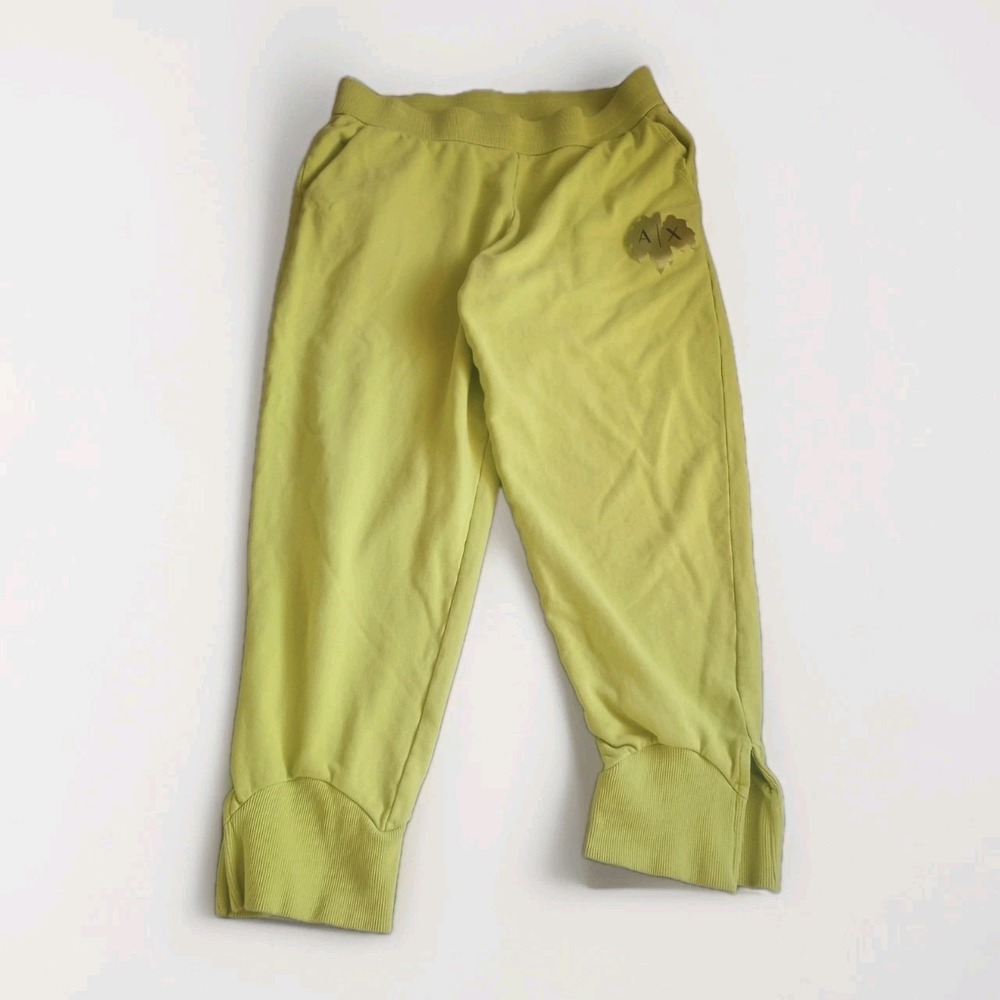 Armani Exchange Size XL Lime Avocado Green Sweatpants Split Ankle Leg Joggers